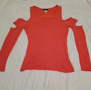 Venus Coral Cold Shoulder Top